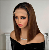 Emma Glueless SDD Bone Straight Vietnam 5x5 Lace Closure Bob wig  Ombre Brown T1B/4 Color