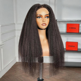 Emma Kinky Straight 13x4 Full Frontal Glueless Wig Pre Plucked 100% Human Hair