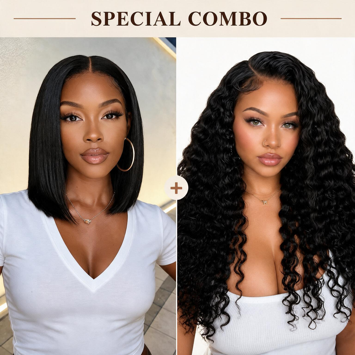 Hot Combo | 5x5 Glueless Straight Bob ＋ 13x6 Full frontal Glueless Water Wave