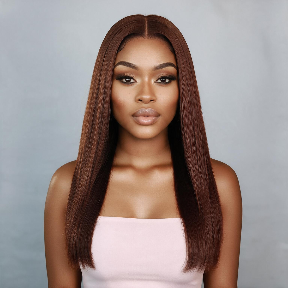 Emma Vietnam Hair Glueless 5X5 Lace Closure Wig Bone Straight SDD Human Hair Chocolate Brown Color