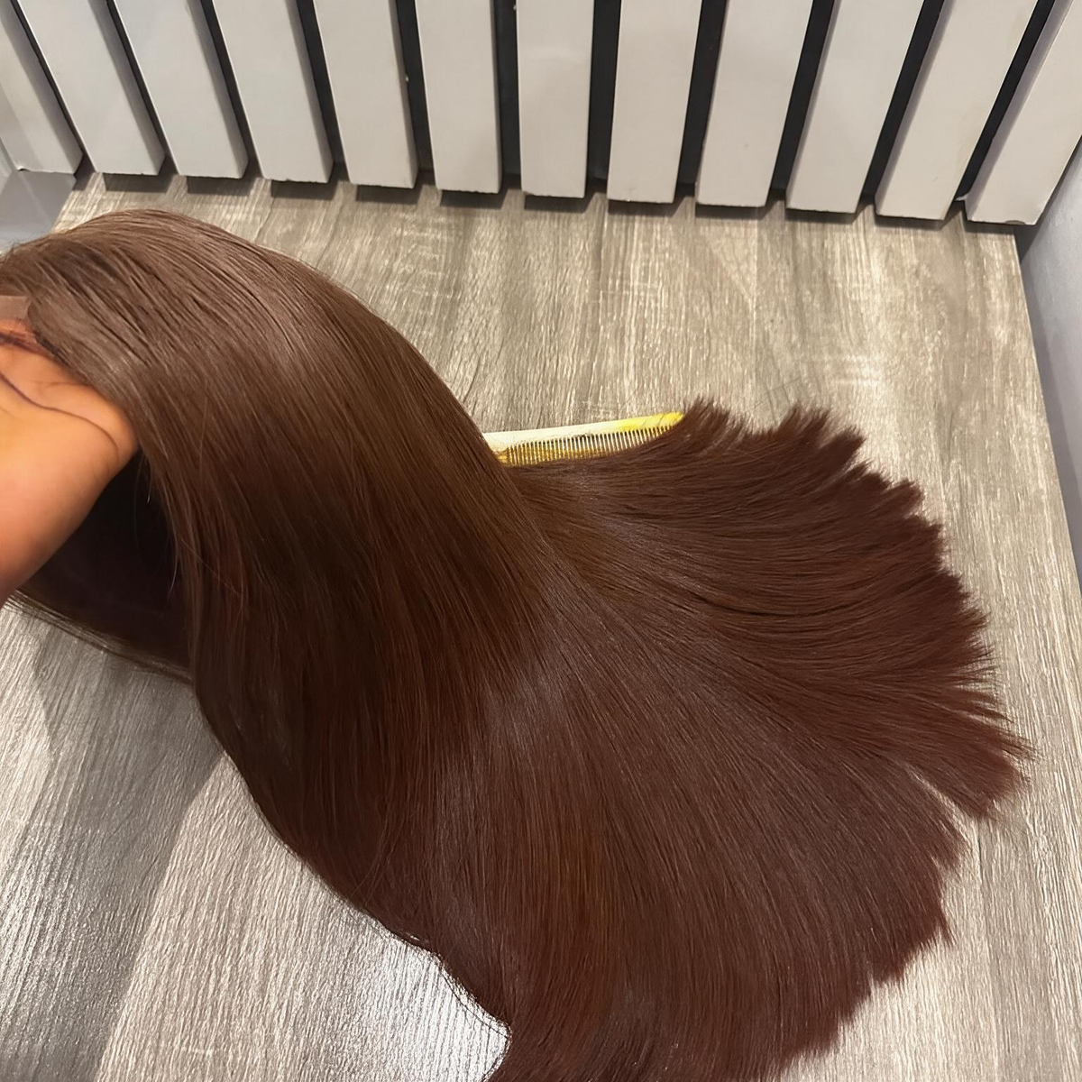 Emma Vietnam Hair Glueless 5X5 Lace Closure Wig Bone Straight SDD Human Hair Chocolate Brown Color