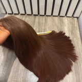 Emma Vietnam Hair Glueless 5X5 Lace Closure Wig Bone Straight SDD Human Hair Chocolate Brown Color