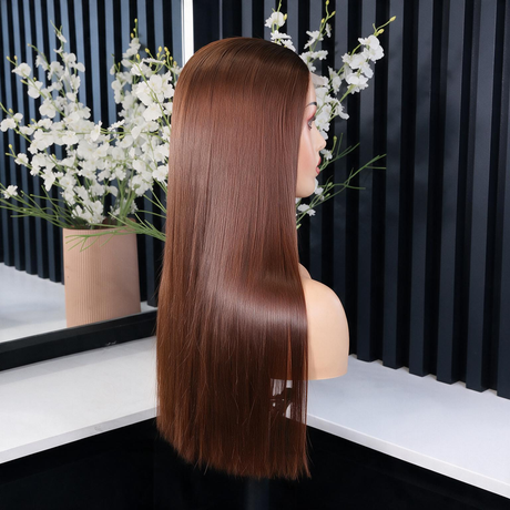 Emma Vietnam Hair Glueless 5X5 Lace Closure Wig Bone Straight SDD Human Hair Chocolate Brown Color