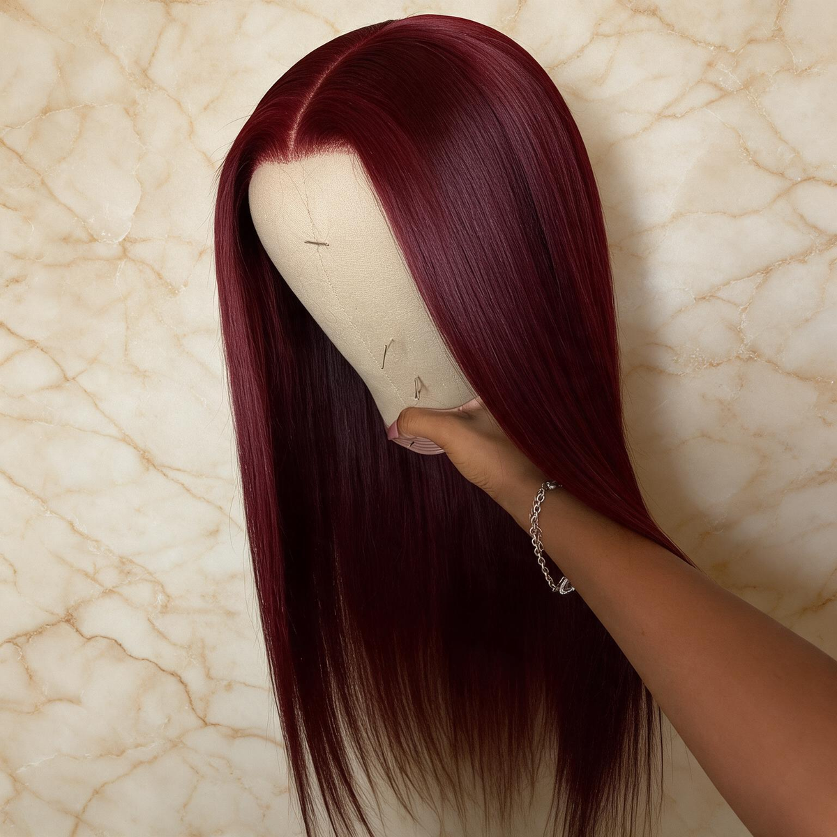 Emma  Glueless Double Drawn 4x4 Lace Full Frontal Human Hair Wig 99J Color
