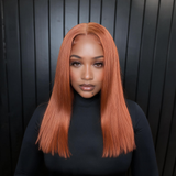 Emma Glueless Double Drawn 4x4 Lace Full Frontal Human Hair Wig Ginger Color