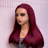 Emma  Glueless Double Drawn 4x4 Lace Full Frontal Human Hair Wig 99J Color