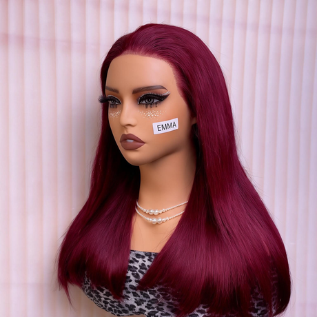 Emma  Glueless Double Drawn 4x4 Lace Full Frontal Human Hair Wig 99J Color