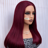 Emma  Glueless Double Drawn 4x4 Lace Full Frontal Human Hair Wig 99J Color