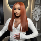 Emma Glueless Double Drawn 4x4 Lace Full Frontal Human Hair Wig Ginger Color