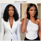 Hot Combo | 13x4 Full Frontal Glueless Jerry Curly Wig + 13x4 Full Frontal Glueless Straight Bob Wig