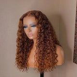 Emma 13x4 Lace Frontal Wig Pre Plucked 5x5 Lace Closure Wig Brown Color  Water Wave Human Hair