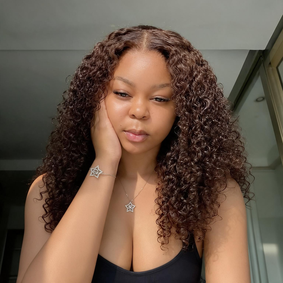 EMMA 220% Density Double Drawn Water Wave With 13x4 Frontal Lace Bob Wig Virgin Human Hair Dark Chocolate Brown Color