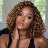 Emma Glueless 220% Density Bob 13x4 Lace Closure 10 Inch Double Drawn Brown Color Human Hair