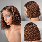 Emma Glueless 220% Density Bob 13x4 Lace Closure 10 Inch Double Drawn Brown Color Human Hair