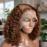Emma 13x4 Frontal Jerry Curly Brown Color  Human Hair Wig