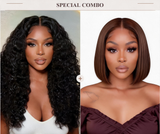 Hot Combo | 13x4 Full Frontal Glueless Water Wave Wig + 13x4 Full Frontal Glueless Brown Bob Lace Wig
