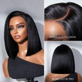 Remy Human Hair Bob Wig Glueless 220% Density Double Drawn Drawstring Cap Black