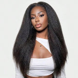 Emma Kinky Straight 13x4 Full Frontal Glueless Wig Pre Plucked 100% Human Hair