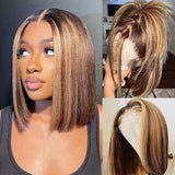 Emma Glueless Highlight 4/27 Piano Ombre Honey Blonde 13x4 Bob