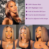 Emma Glueless Highlight 4/27 Piano Ombre Honey Blonde 13x4 Bob