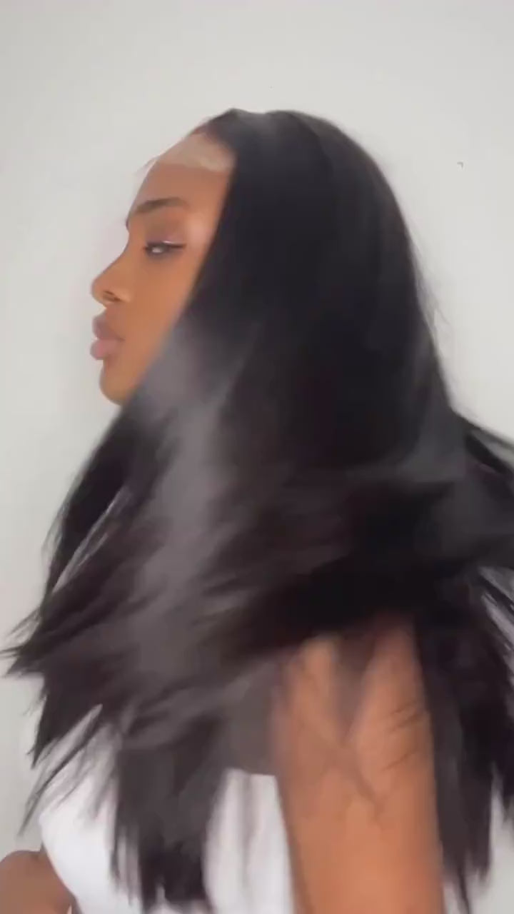 220% Density Luxury Custom 5X5 Straight Lace Closure Wig Double Drawn Virgin Human Hair HD Transparent Lace Wigs