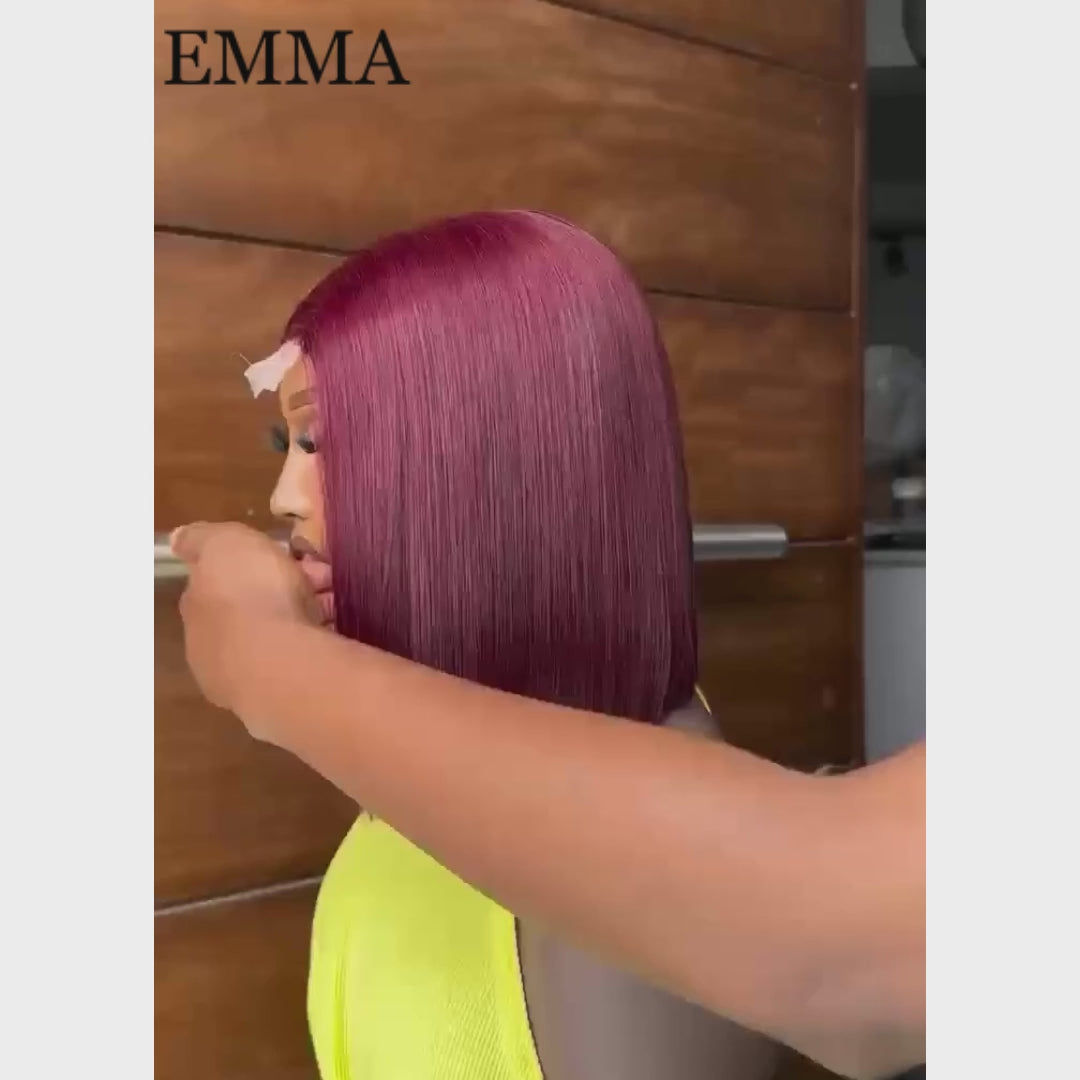 Emma Glueless Bone Straight Vietnam 13x4 SDD Hair Dark 99J Color Wig