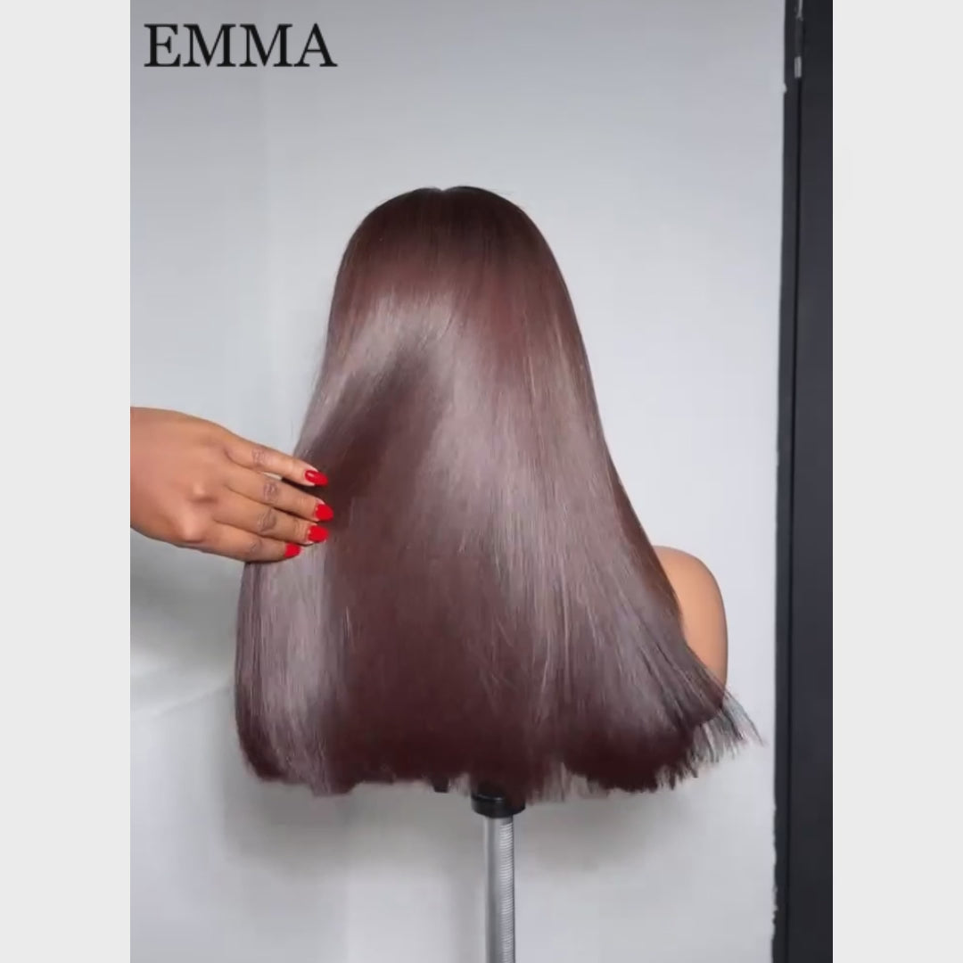 Emma Vietnam Hair Glueless 5X5 Lace Closure Wig Bone Straight SDD Human Hair Chocolate Brown Color