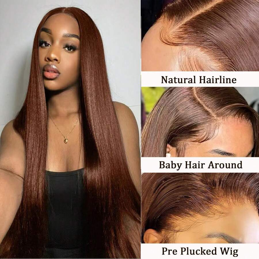 Emma Brown Color 13x4 Frontal Wig Pre Plucked Straight Human Hair