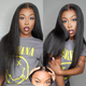Emma Kinky Straight 13x4 Full Frontal Wig Pre Plucked 100% Human Hair