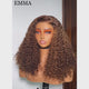 Emma 220% Density Double Drawn 13x4 Lace Full Frontal Jerry Curly Wig Pre Plucked Human Hair Brown  Color