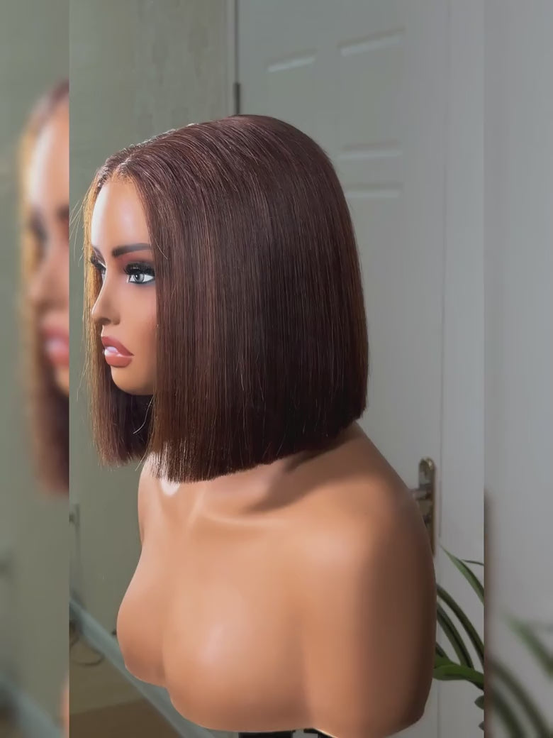 Emma Glueless Bone Straight 2x6 SDD Vietnam hair Lace Closure Brown Glueless Bob Wig