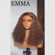 EMMA 220% Density Double Drawn Water Wave With 13x4 Frontal Lace Bob Wig Virgin Human Hair Dark Chocolate Brown Color