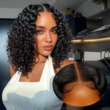 250% Density Double Drawn Water Wave Short Bob 13x4 Lace Frontal Glueless Wig Wet and Wavy Human Hair