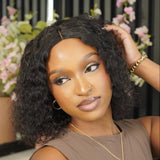 250% Density Double Drawn Water Wave Short Bob 13x4 Lace Frontal Glueless Wig Wet and Wavy Human Hair
