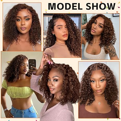 Hot Combo | Emma Glueless 13x4 Full Frontal Bob Wig+  Brown Water Wave Human Hair